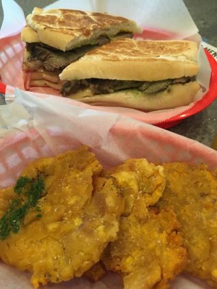 The Cuban sandwich and Tostones